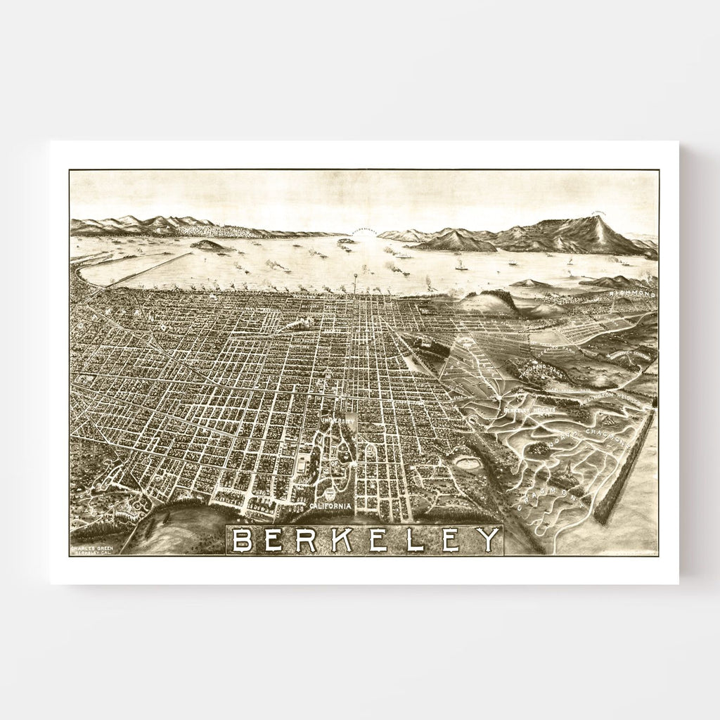 Vintage Map of Berkeley, California 1909