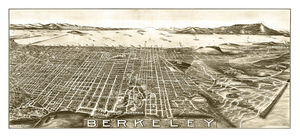 Vintage Map of Berkeley, California 1909