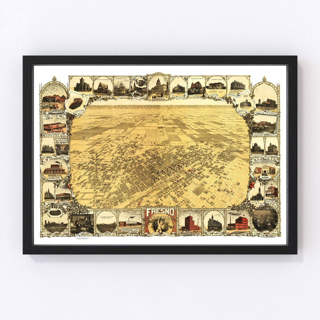 Vintage Map of Fresno, California 1901