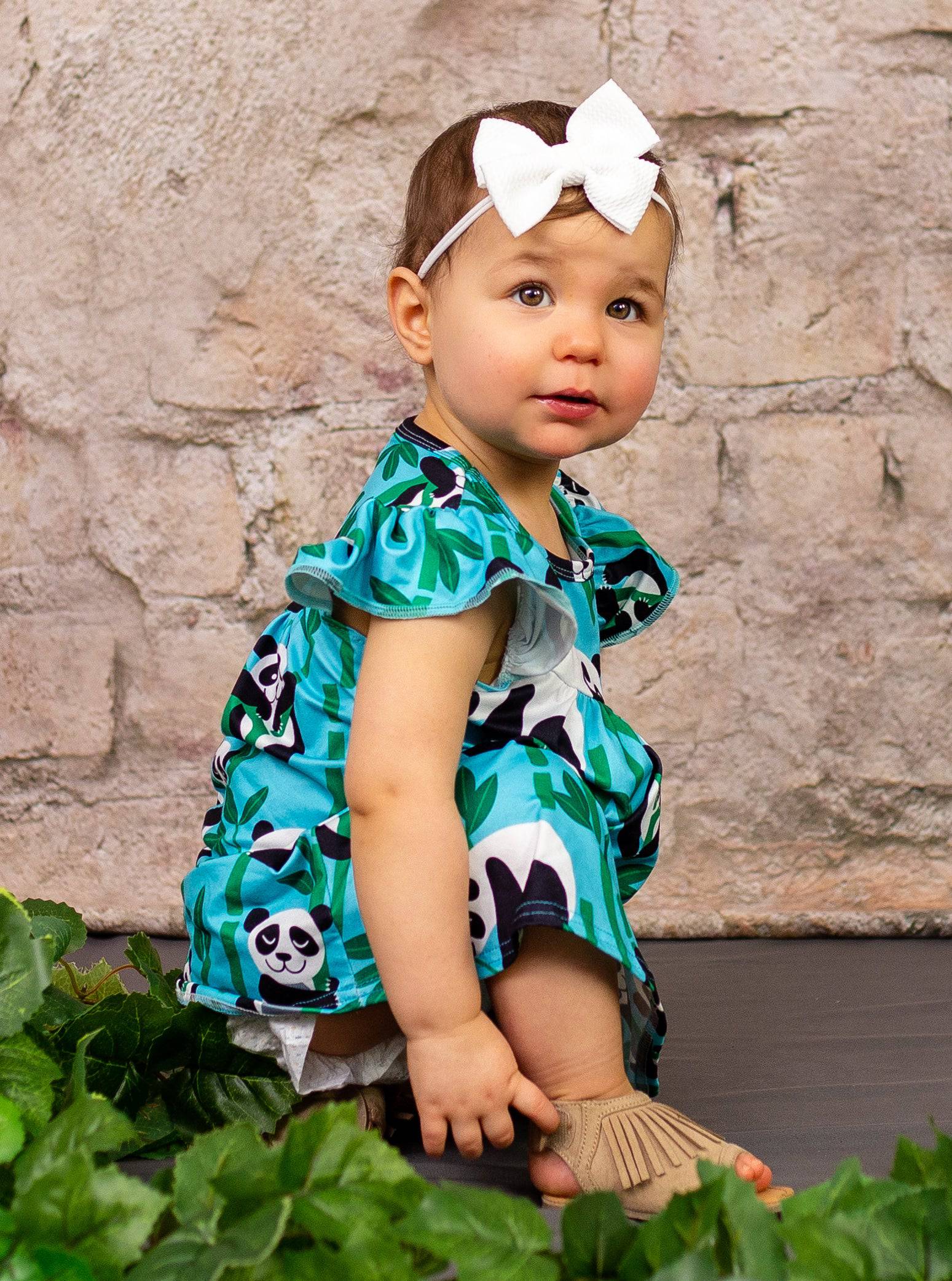 Bamboo Panda Milk Silk Flutter Dress