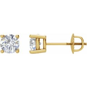 14K Yellow Gold 1/4 CT Natural Diamond Stud Earrings