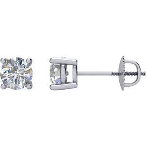 14K White Gold 1/2 CT Natural Diamond Stud Earrings