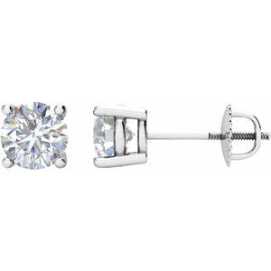 14K White Gold 1/4 CT Natural Diamond Stud Earrings
