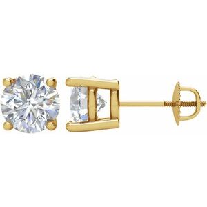 14K Yellow Gold 1/2 CT Natural Diamond Stud Earrings