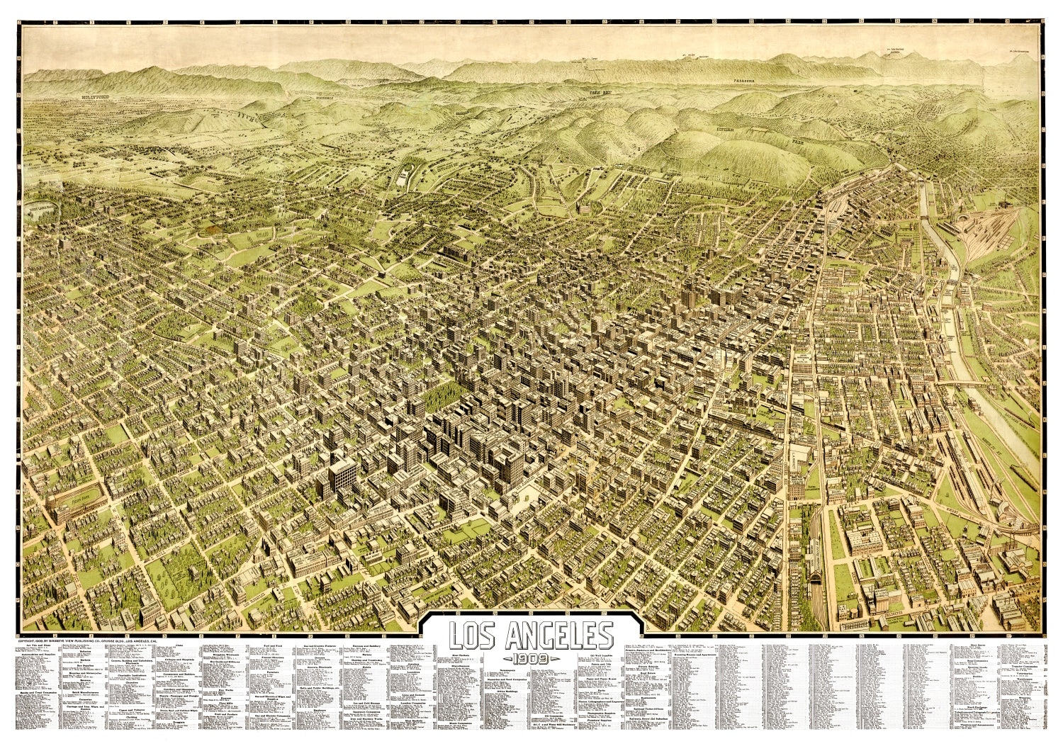 Vintage Map of Los Angeles, California 1909