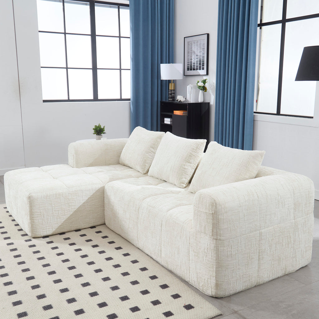 UNITED WE WIN 98.42-inch modular sectional sofa, modern modular L-shaped sofa with chaise longue, equipped with small side pockets and free of compression during installation.