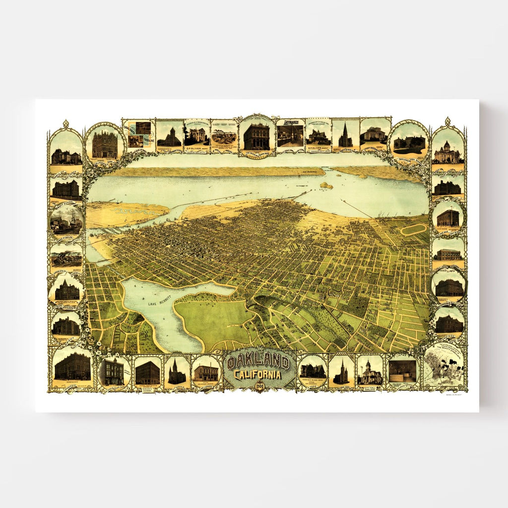 Vintage Map of Oakland, California 1900