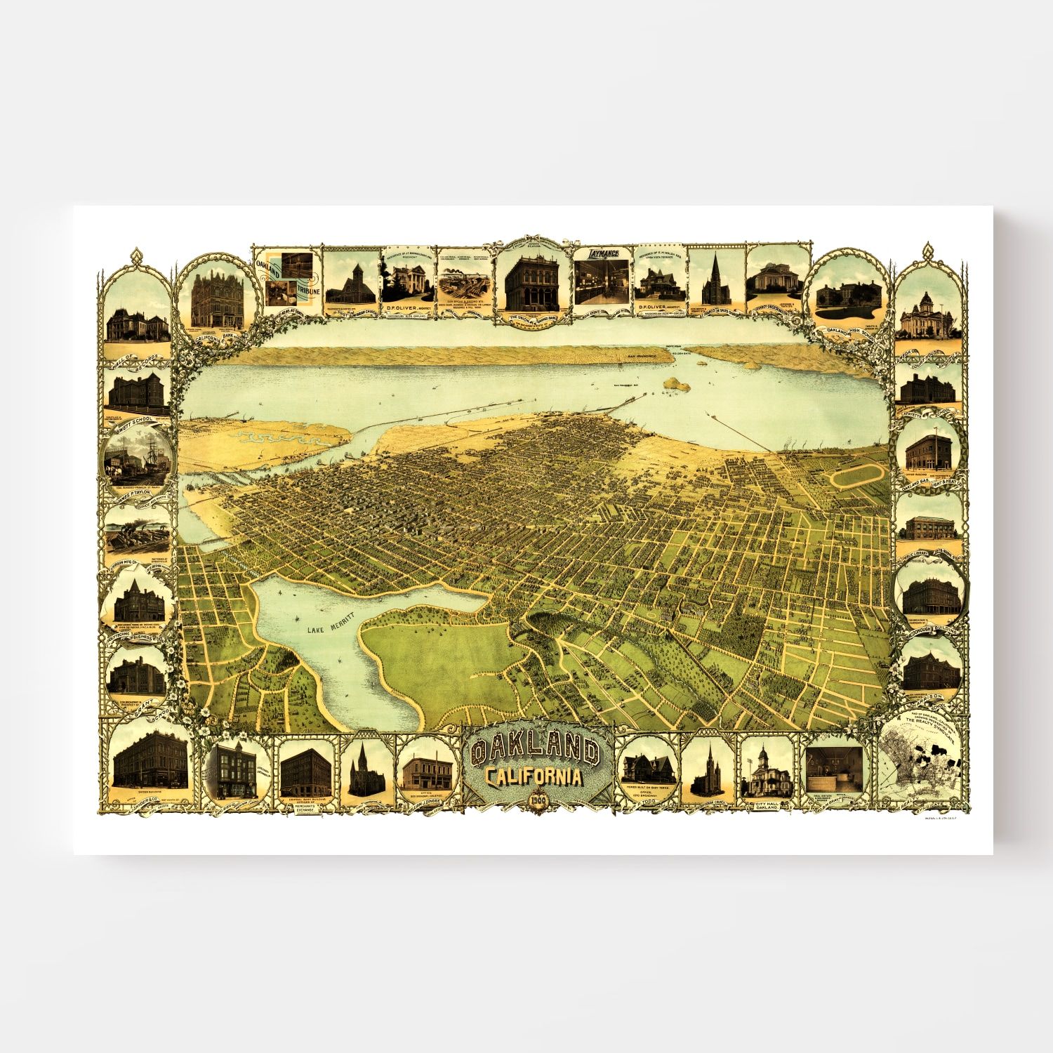 Vintage Map of Oakland, California 1900