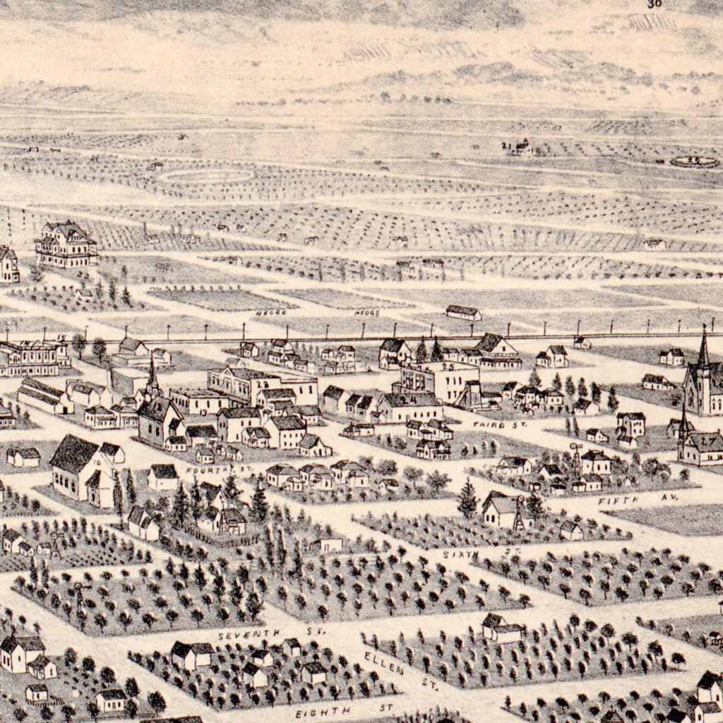 Vintage Map of Pomona, California 1886