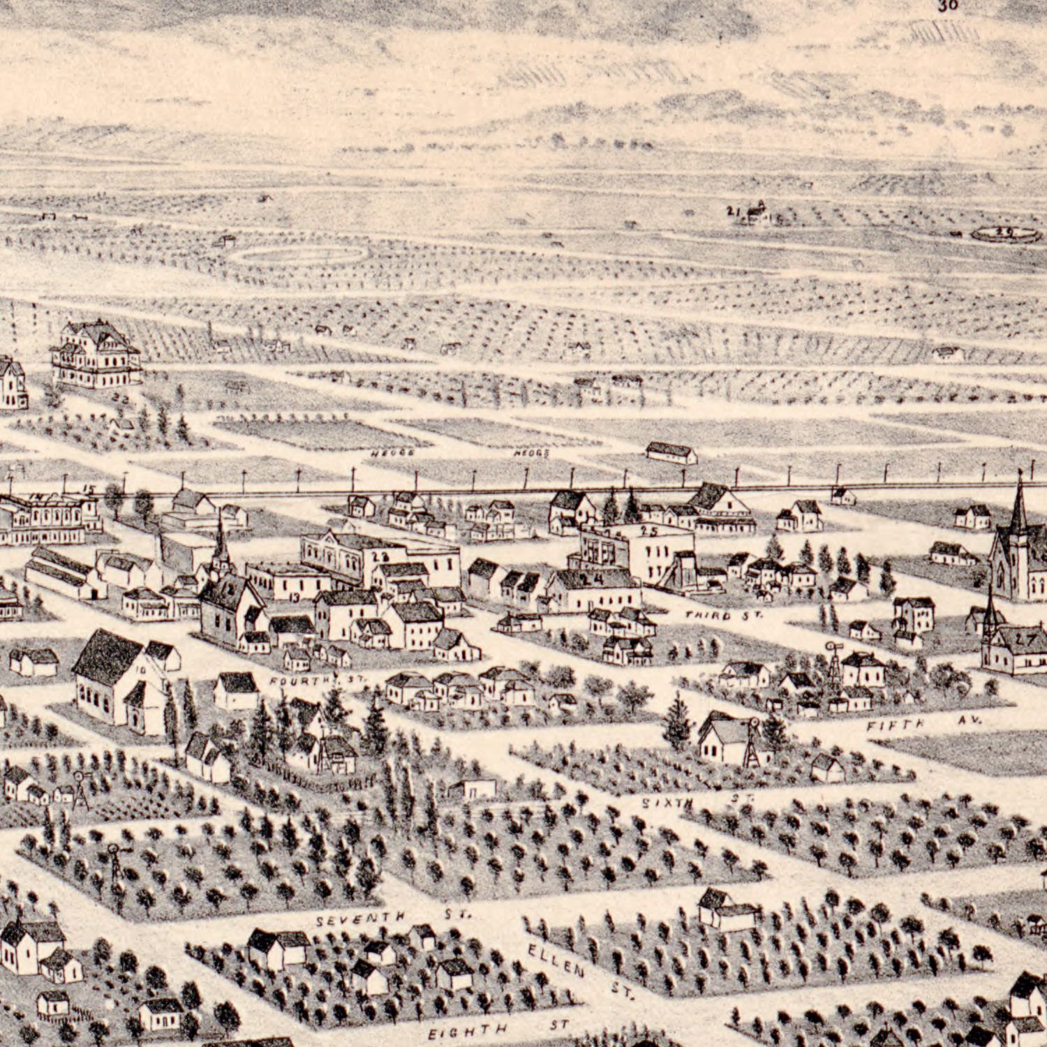 Vintage Map of Pomona, California 1886