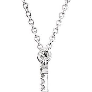 14K White Gold .07 CTW Natural Diamond Sideways Cross 16-18" Necklace
