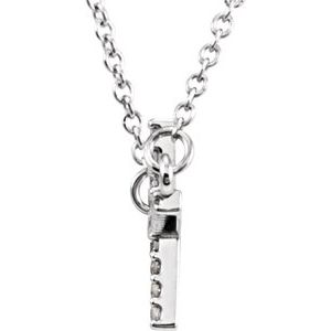 Platinum 1/10 CTW Natural Diamond Sideways Cross 16-18" Necklace