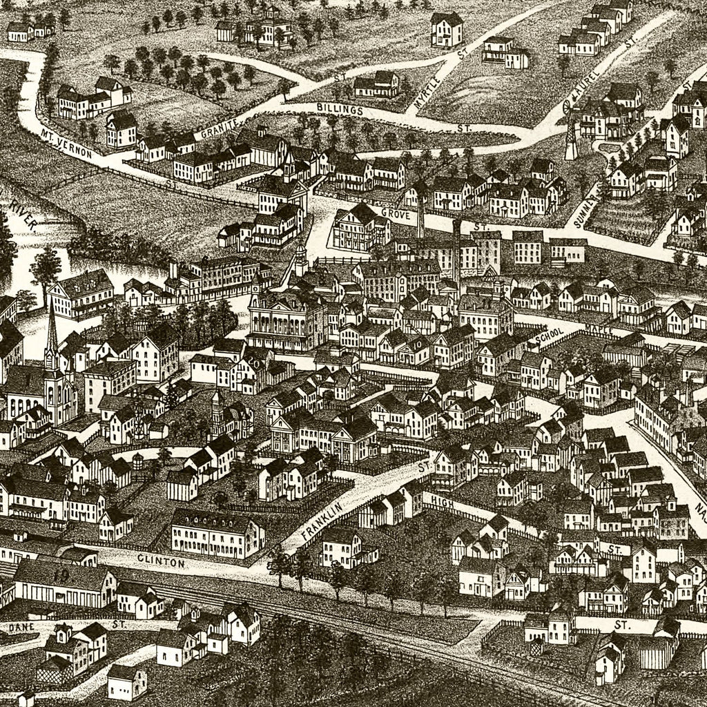 Vintage Map of Milford, New Hampshire 1886