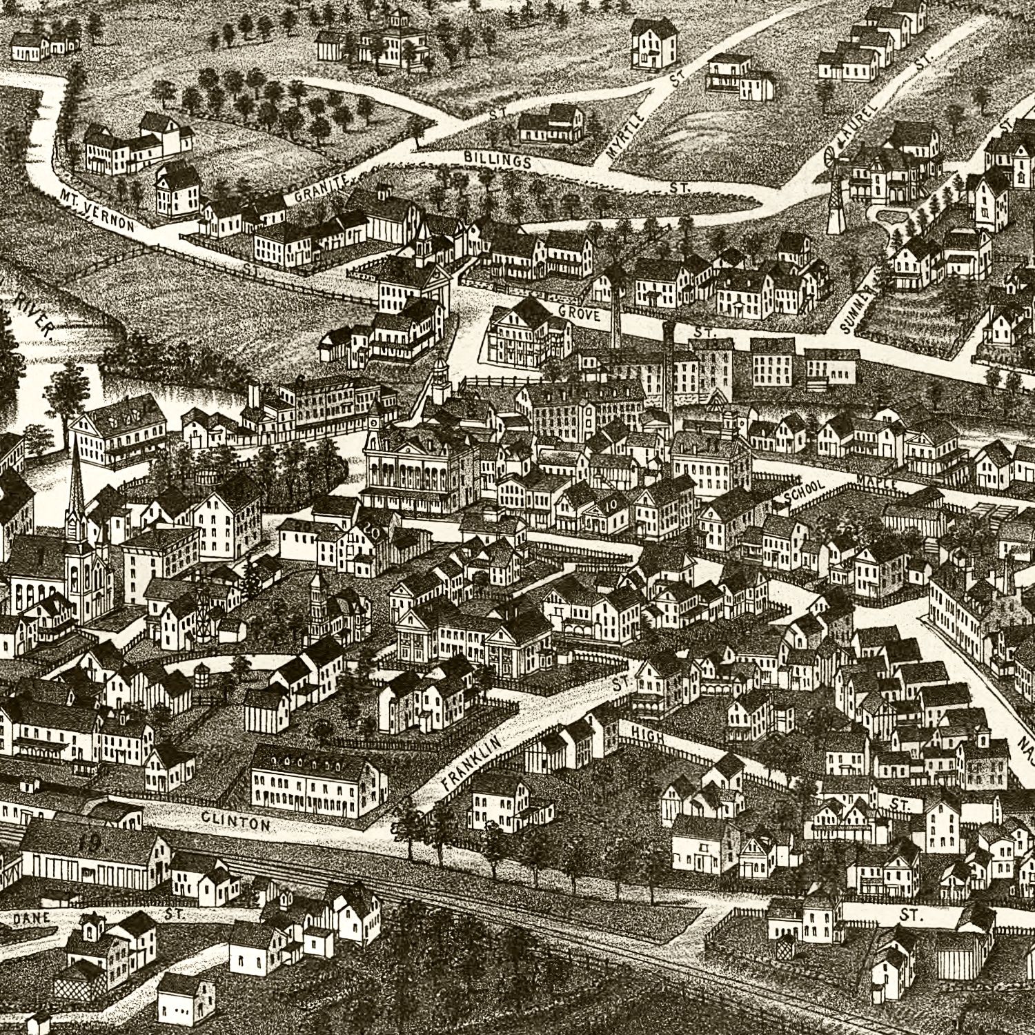 Vintage Map of Milford, New Hampshire 1886