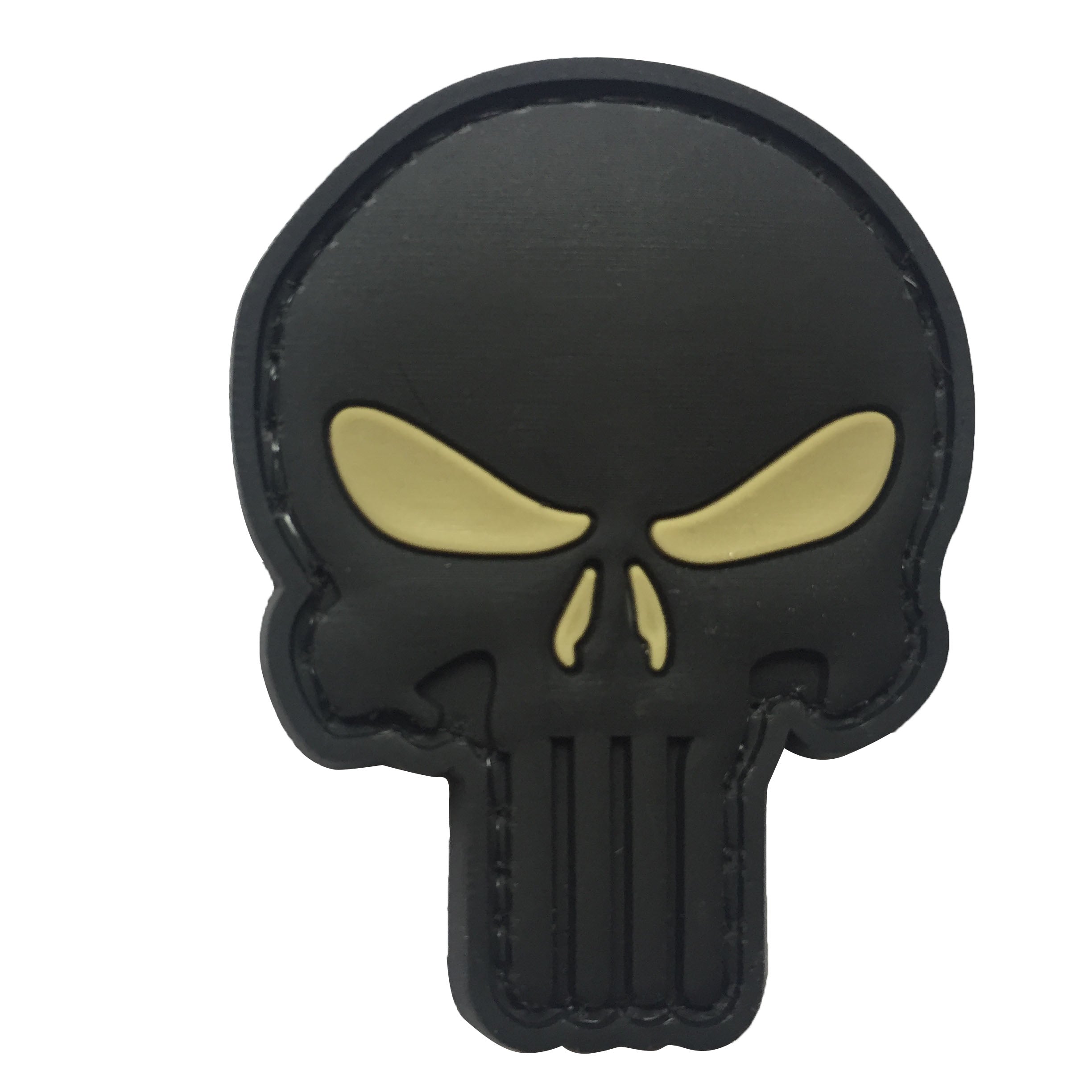 Skull  Cut Out PVC Patch Tan Eyes