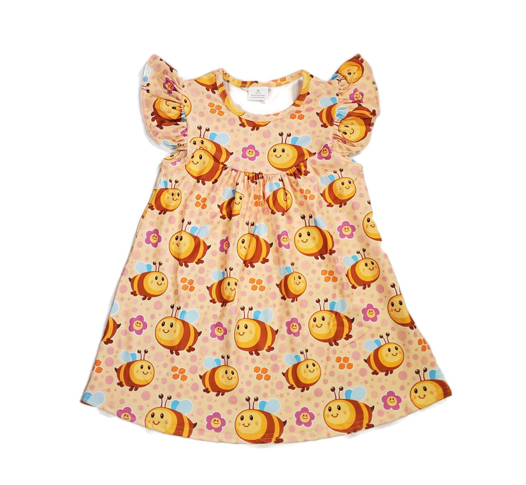 Bee Milk Silk Flutter Dress