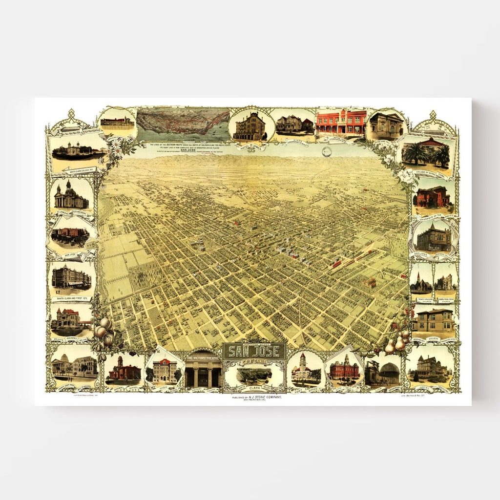 Vintage Map of San Jose, California 1901