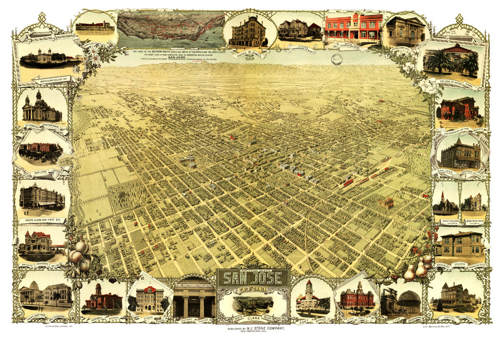 Vintage Map of San Jose, California 1901