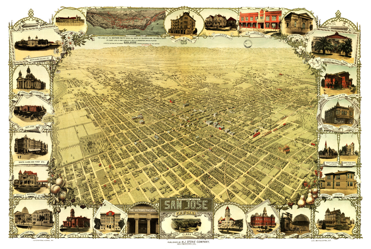 Vintage Map of San Jose, California 1901