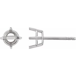 14K White Gold 1.75 mm Round 4-Prong Lightweight Earring Mounting