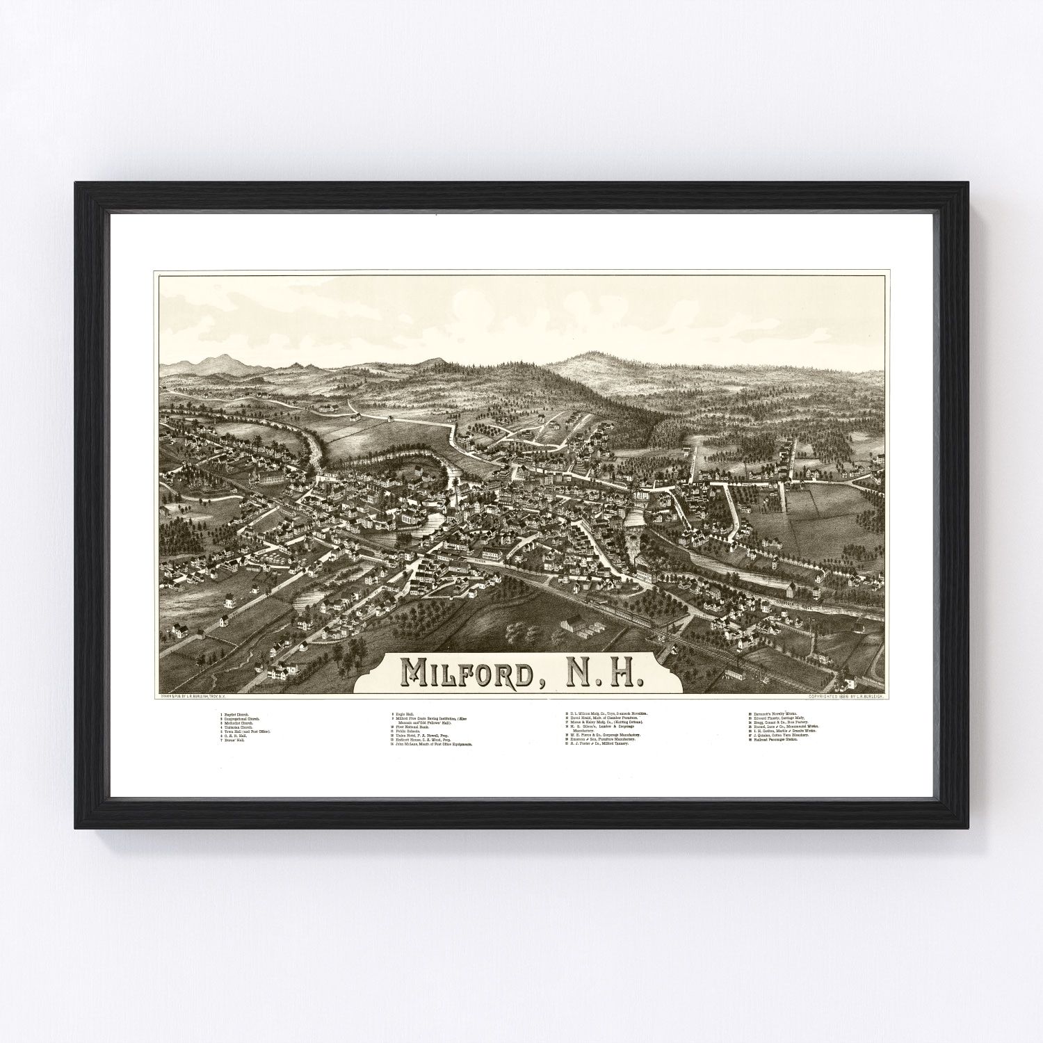 Vintage Map of Milford, New Hampshire 1886