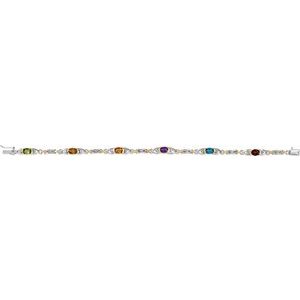 14K White/Yellow Gold Natural Multi-Gemstone  & 1/10 CTW Natural Diamond 7 1/2" Bracelet