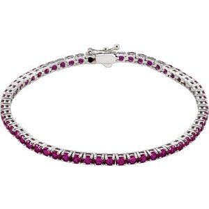 14K White Gold Lab-Grown Ruby Line 7.25" Bracelet