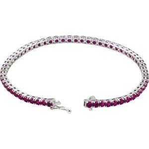 14K White Gold Lab-Grown Ruby Line 7.25" Bracelet – image 2