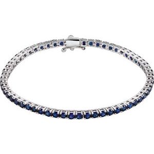14K White Gold Lab-Grown Blue Sapphire Line 7.25" Bracelet