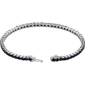 14K White Gold Lab-Grown Blue Sapphire Line 7.25" Bracelet – image 2