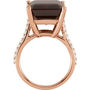 14K Rose Gold Natural Smoky Quartz & 1/4 CTW Natural Diamond Ring