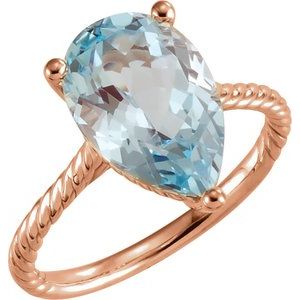 14K Rose Gold Natural Sky Blue Topaz Rope Ring