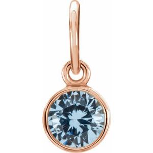 14K Rose Gold Posh Mommy® Imitation Aquamarine Charm/Pendant