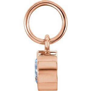 14K Rose Gold Posh Mommy® Imitation Aquamarine Charm/Pendant – image 2