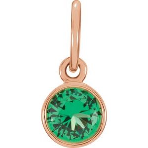 14K Rose Gold Posh Mommy® Imitation Emerald Charm/Pendant