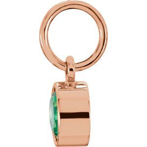 14K Rose Gold Posh Mommy® Imitation Emerald Charm/Pendant – image 2