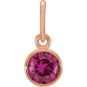 14K Rose Gold Posh Mommy® Imitation Ruby Charm/Pendant