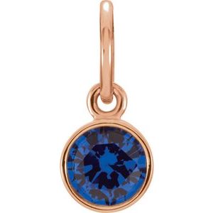 14K Rose Gold Posh Mommy® Imitation Blue Sapphire Charm/Pendant