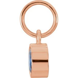 14K Rose Gold Posh Mommy�� Imitation Blue Sapphire Charm/Pendant