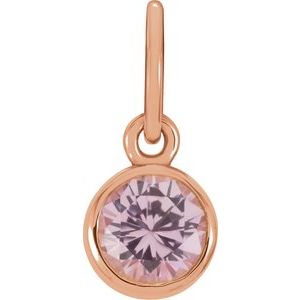 14K Rose Gold Posh Mommy�� Imitation Pink Tourmaline Charm/Pendant