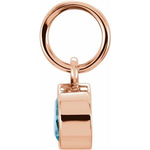 14K Rose Gold Posh Mommy® Imitation Blue Zircon Charm/Pendant – image 2