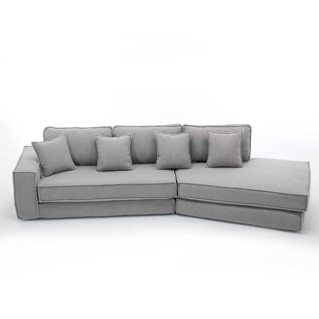 [NEW ARRIVED] [VIDEO PROVIDED]  Folding Convertible Out Sleeper Sofa Bed,2-in-1,  Combination Convertible Sofa,3 seat, Upholstered,Fold Out Floor Gaming Sofa Bed , Lamb Velvet Fabric,Living Room, Gray
