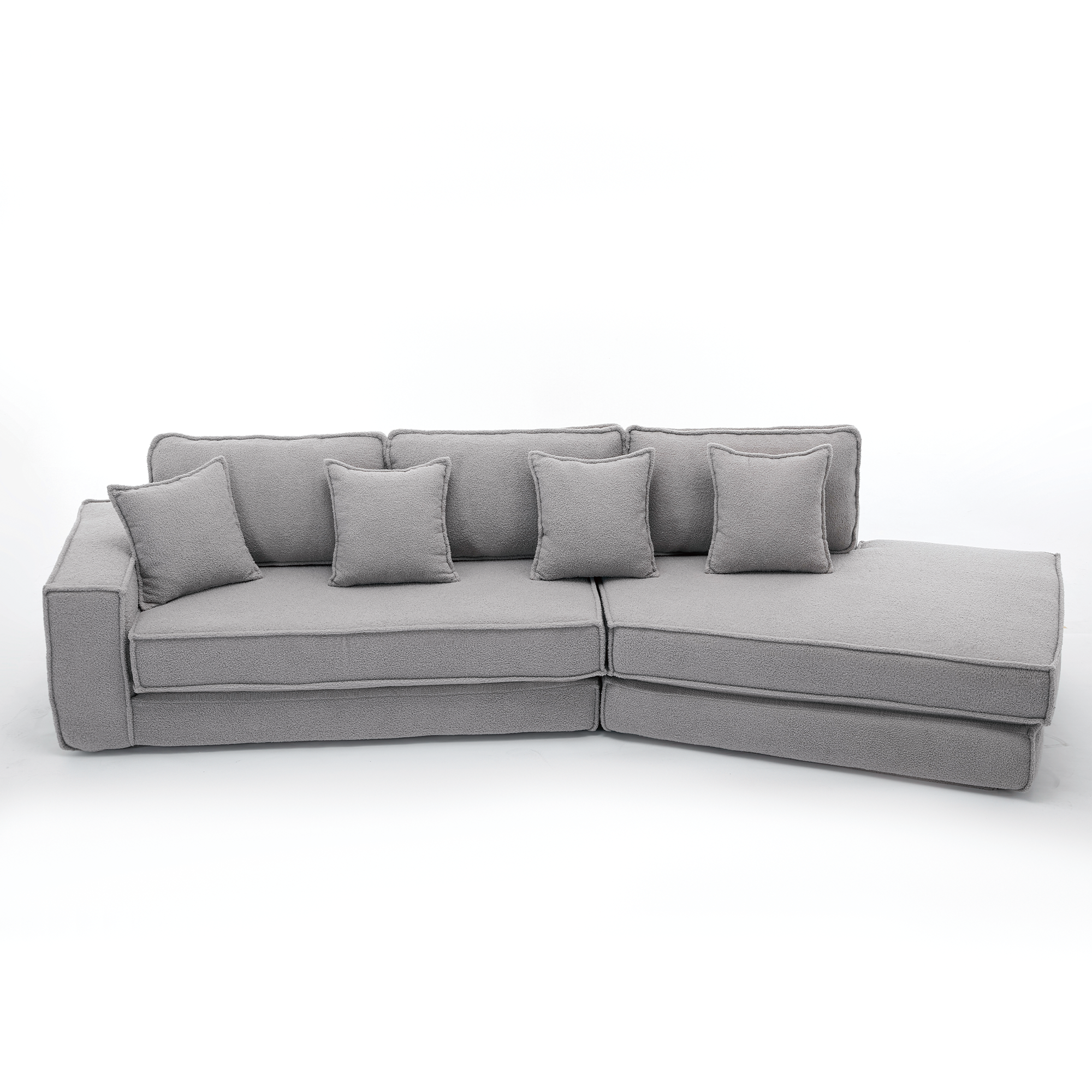 [NEW ARRIVED] [VIDEO PROVIDED]  Folding Convertible Out Sleeper Sofa Bed,2-in-1,  Combination Convertible Sofa,3 seat, Upholstered,Fold Out Floor Gaming Sofa Bed , Lamb Velvet Fabric,Living Room, Gray