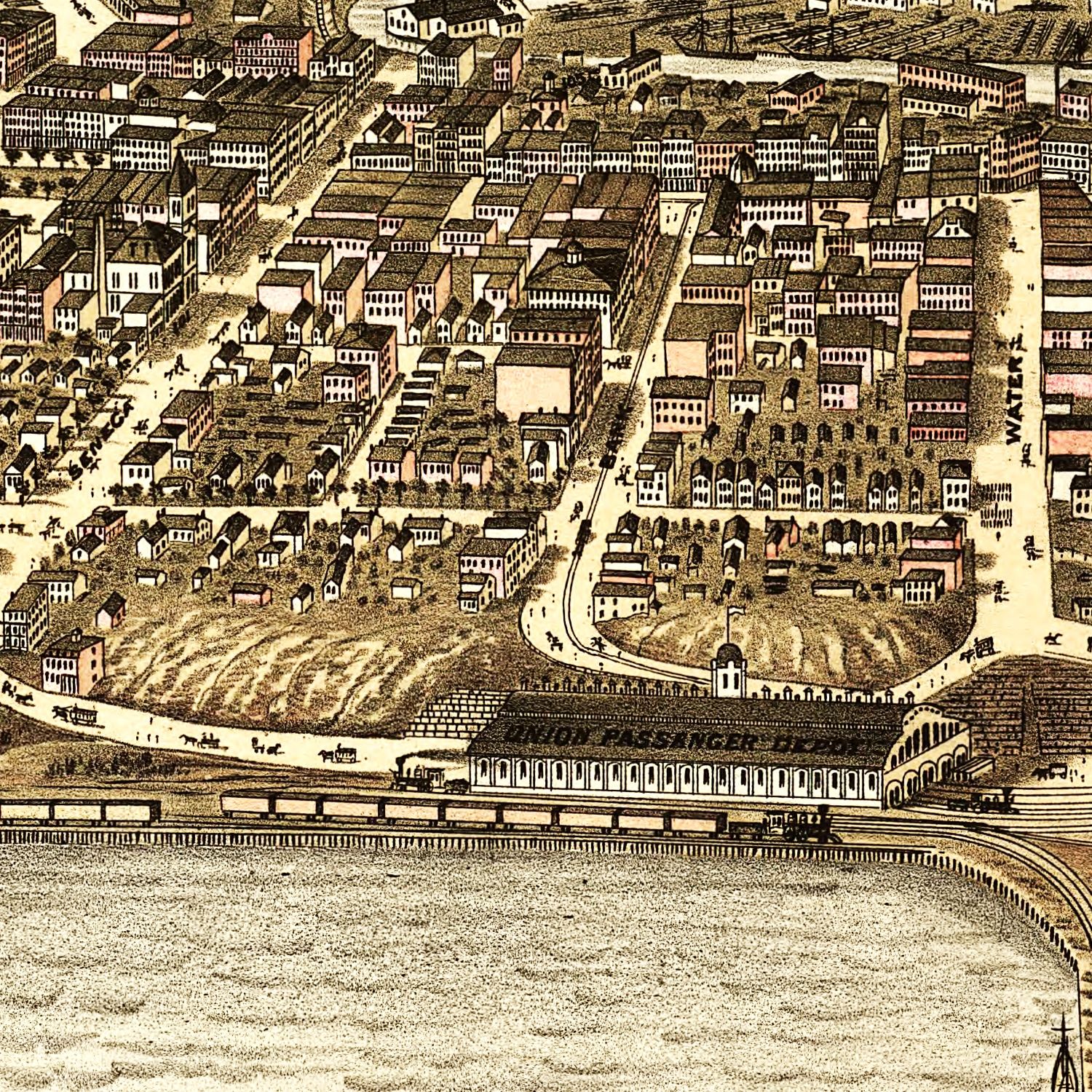 Vintage Map of Cleveland, Ohio 1877