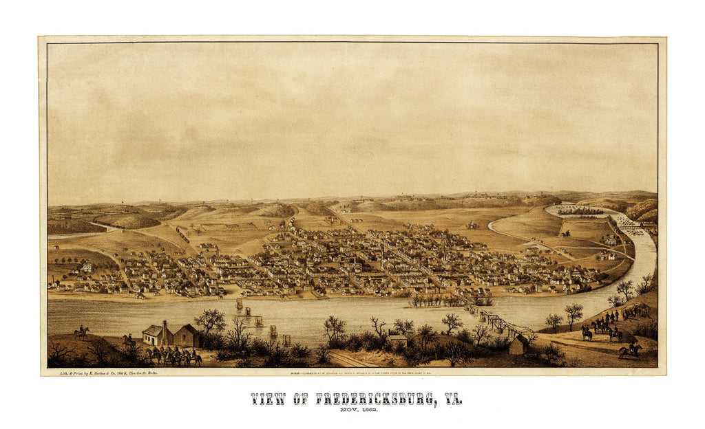 Vintage Map of Fredericksburg, Virginia 1862