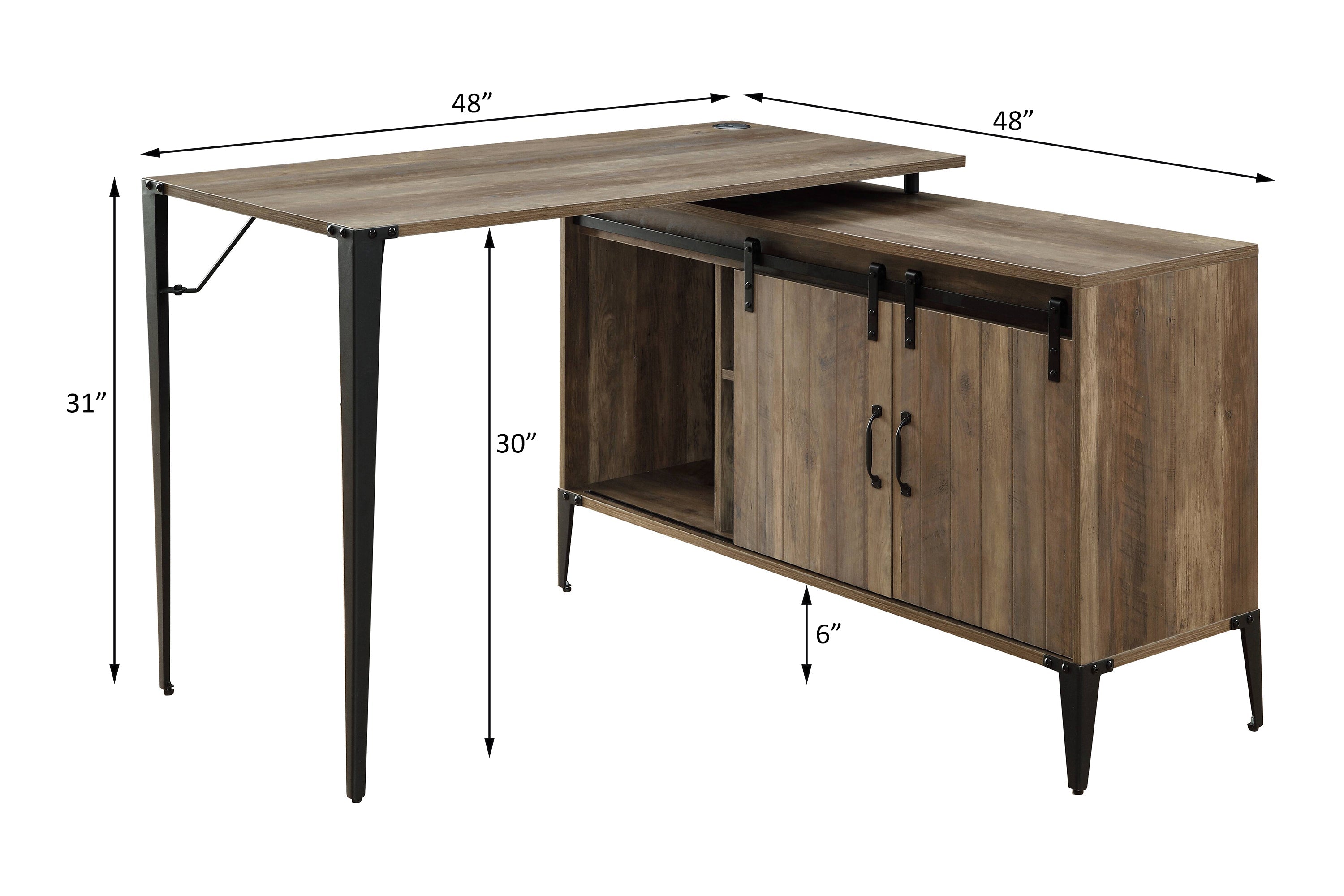 Zakwani 48' Gray Oak & Black Finish Writing Desk