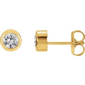 14K Yellow Gold Natural White Sapphire Bezel-Set Earrings