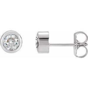Platinum Natural White Sapphire Bezel-Set Earrings