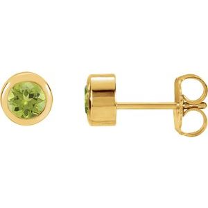 14K Yellow Gold Natural Peridot Bezel-Set Earrings