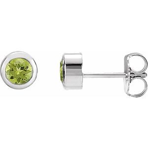 14K White Gold Natural Peridot Bezel-Set Earrings